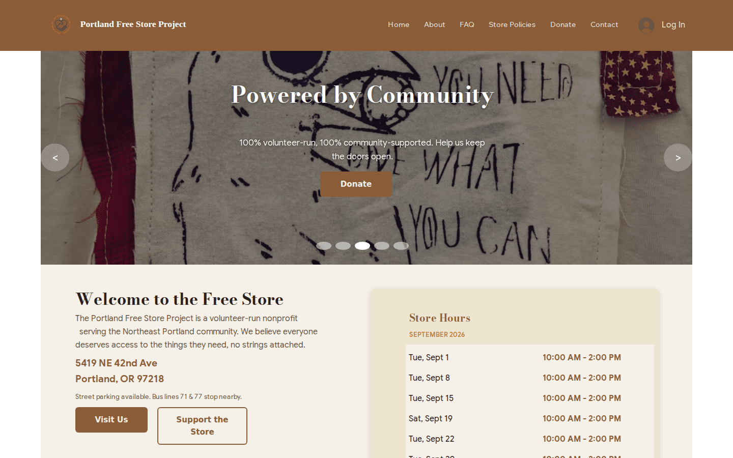 Screenshot of Portland Free Store Project
